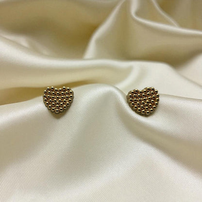 14K YG Heart Beaded Earrings