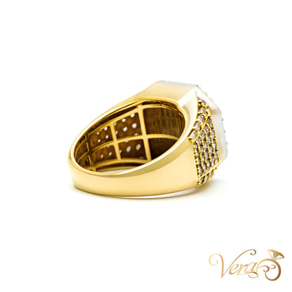 14K Yellow Gold Square Rolo Ring with 3.00 ct Natural Diamonds, Size 10, 13.6g