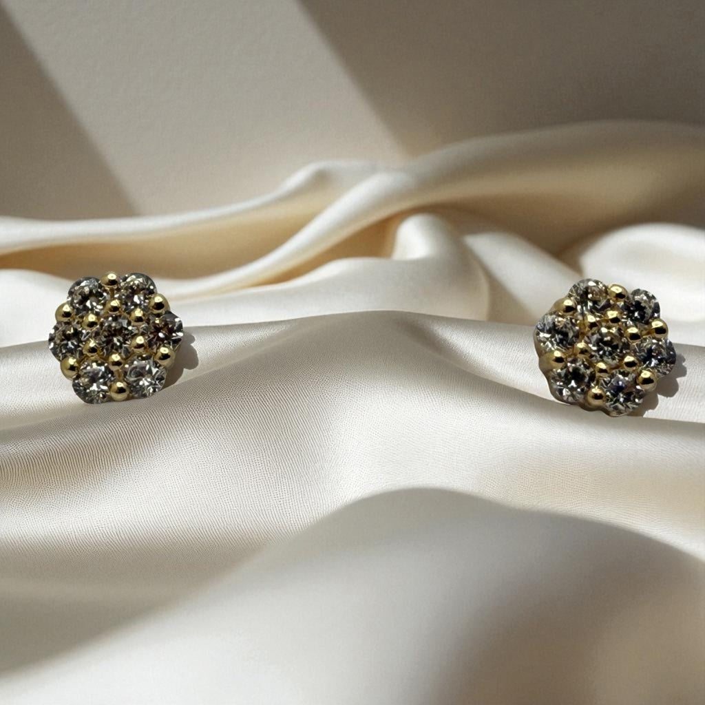 14K YG Hexagon Cubic Zirconia Earrings