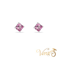 14K White Gold Amethyst Stud Earrings, 4.8mm, 0.93g