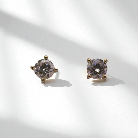 14K YG 4-Prong 1.04 CT Lab Diamond Earrings