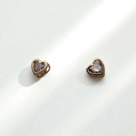 14K YG Heart Cubic Zirconia Earrings