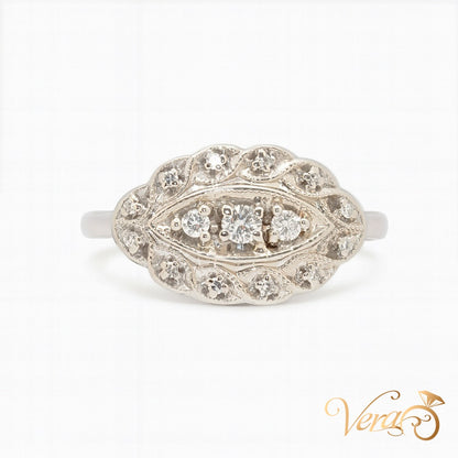 14K WG - 3.4g - NAT - Ring - 7.75 sz 0.25 ct - Diamond Cluster