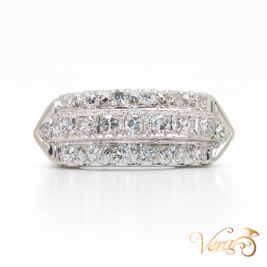 14K WG - 2.9g - NAT - Ring - 7.25 sz 0.60 ct - Pave Diamond Band