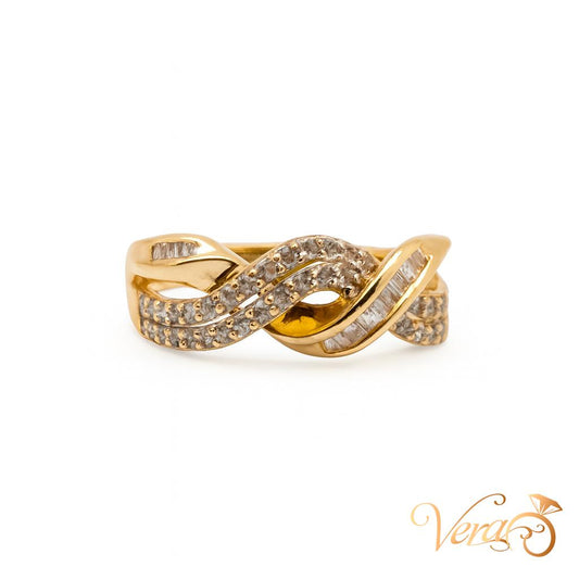 14K Yellow Gold Tangled Band Ring with 0.55 ct Natural Diamonds, Size 7, 3.25g - Vera Jewelry in Miami