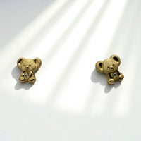 14K Yellow Gold Bear Cubic Zirconia Earrings