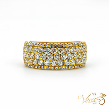 14K Yellow Gold Round Ring with 3.00 ct Natural Diamonds, Size 8.5, 7.0g