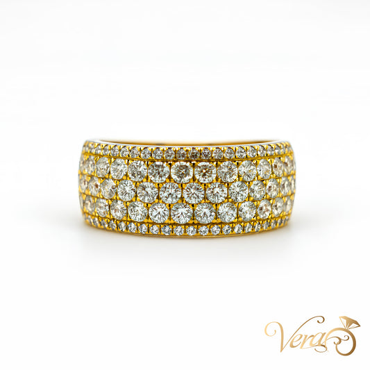 14K Yellow Gold Round Ring with 3.00 ct Natural Diamonds, Size 8.5, 7.0g