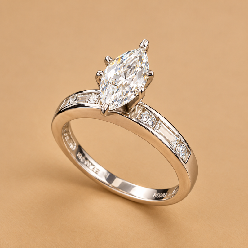 14K WG Solitaire Statement Ring CZ, Size 9, 3.2g