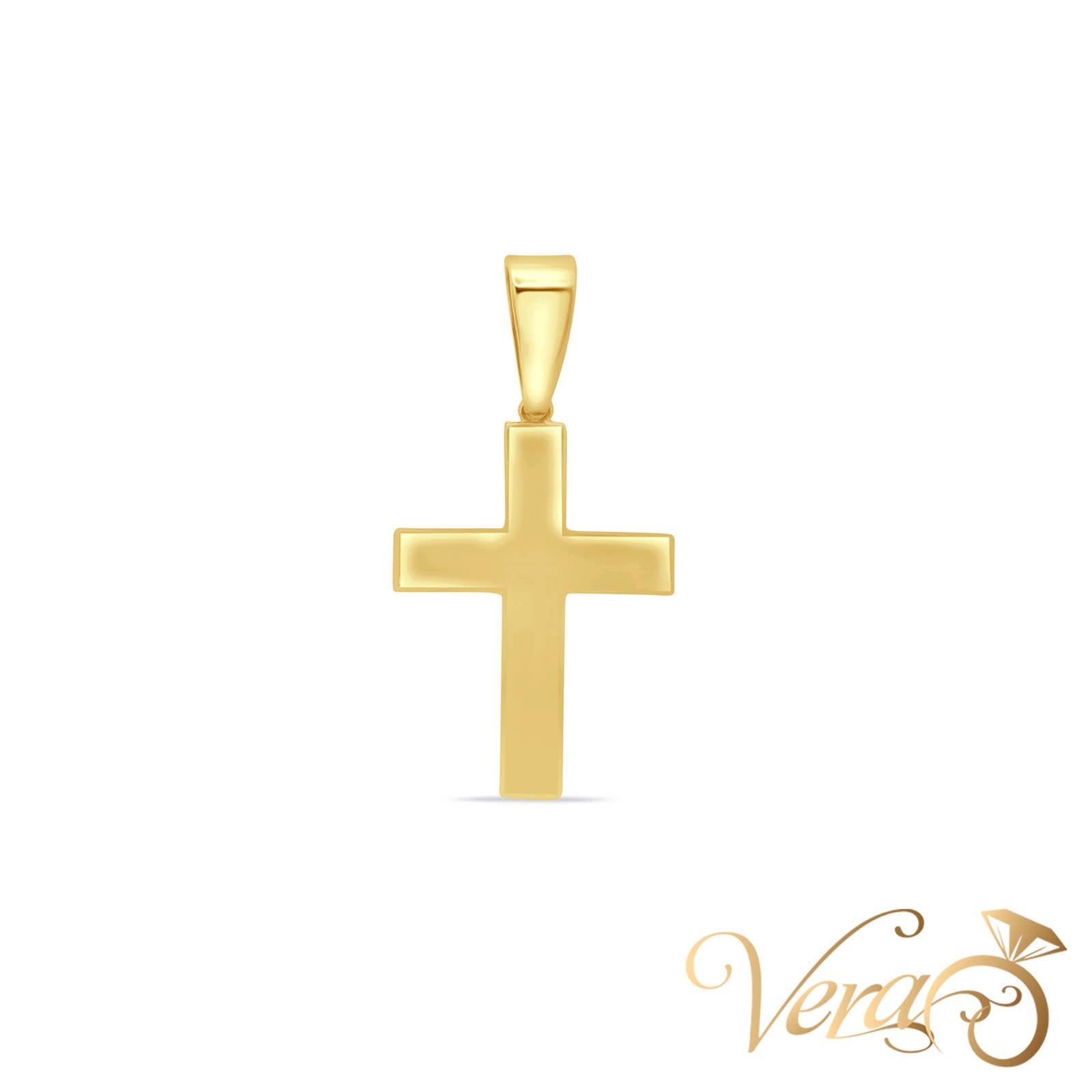 14K Yellow Gold Crucifix Pendant  50mm - Vera Jewelry in Miami