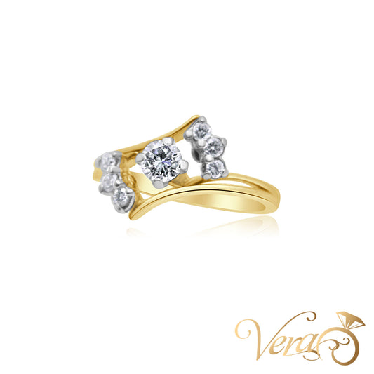 14K YG Wedding Set Ring 0.40 ct NAT, Size 6, 3.1g - Vera Jewelry in Miami