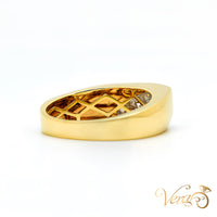 10K Yellow Gold Square Rolo Ring with 1.40 ct Natural Diamonds, Size 12, 8.8g