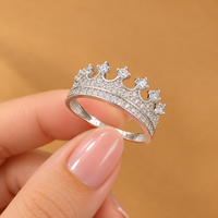 14K WG Women’s Crown Ring CZ, Size 7.25, 2.5g