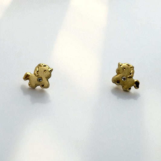 14K YG Unicorn Cubic Zirconia Earrings