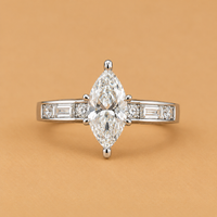 14K WG Solitaire Statement Ring CZ, Size 9, 3.2g