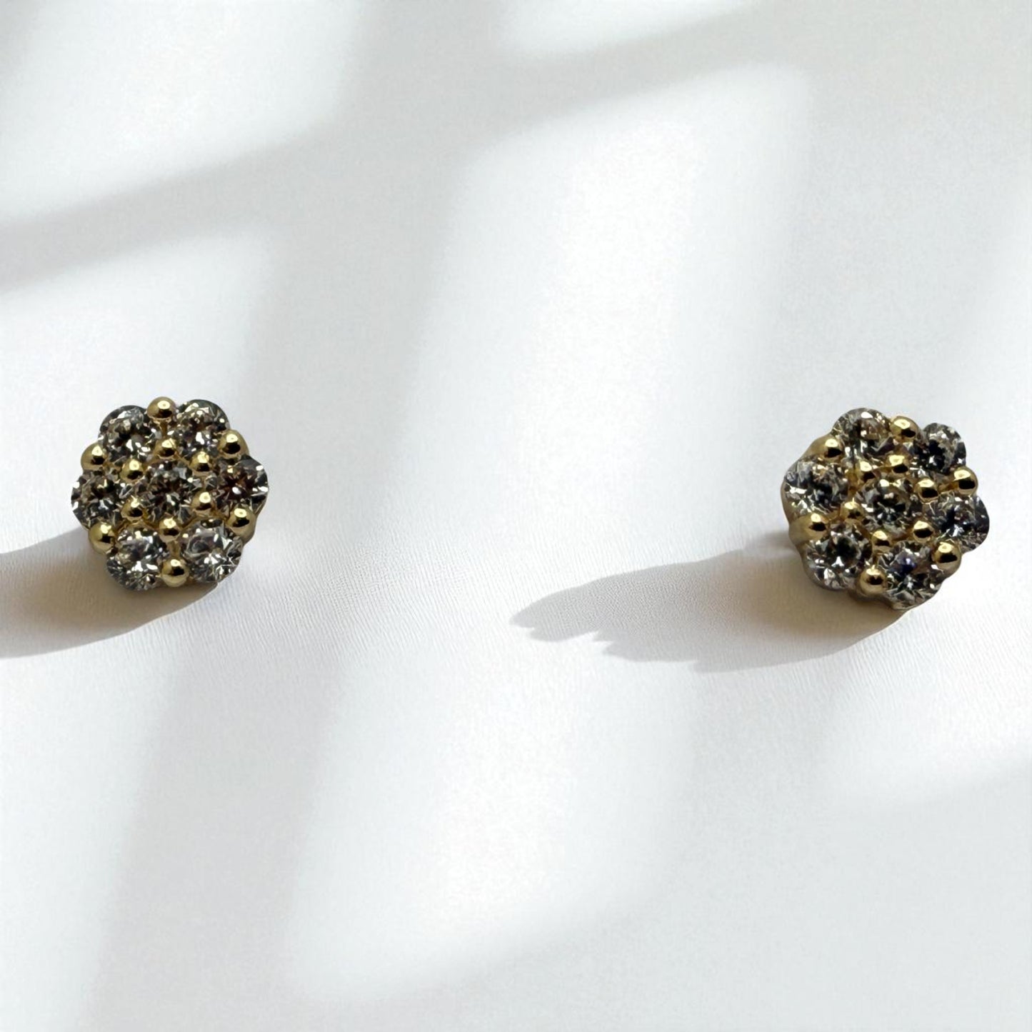 14K YG Hexagon Cubic Zirconia Earrings