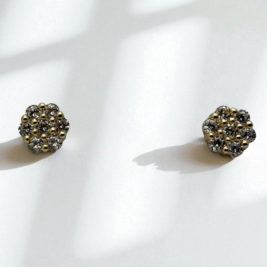 14K YG Hexagon Cubic Zirconia Earrings