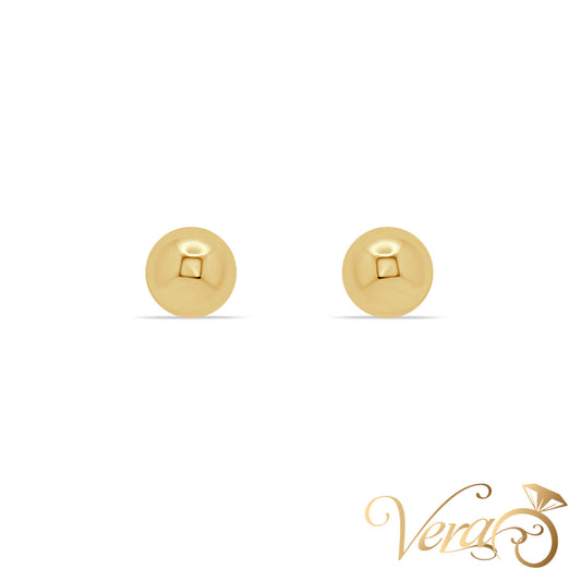 14K Yellow Gold Stud Earrings, 10mm Half-Sphere - Vera Jewelry in Miami