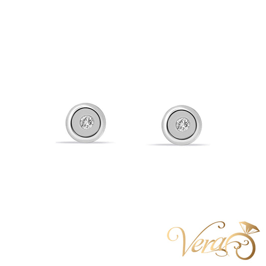 14K White Gold Stud Earrings with Natural Diamond, 4.7mm, 0.02 ct - Vera Jewelry in Miami
