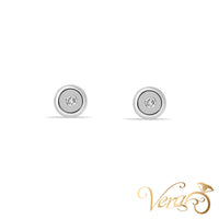 14K White Gold Stud Earrings with Natural Diamond, 4.7mm, 0.02 ct
