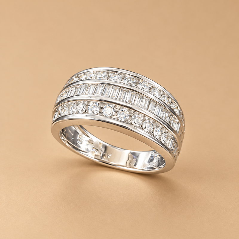 10K WG Diamond Band Ring 0.40 ct NAT, Size 7, 5.3g