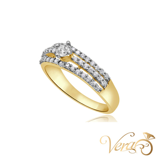 14K YG Women Ring CZ, Size 7, 2.3g - Vera Jewelry in Miami