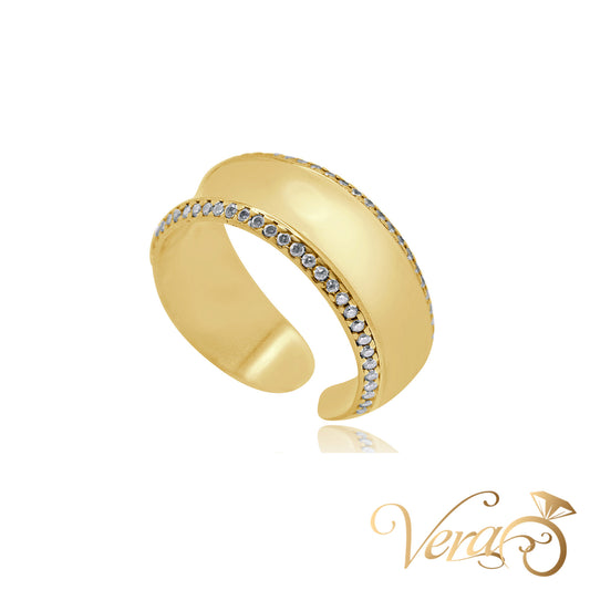 14K YG Open Band Ring CZ, Size 7–10, 4.0g - Vera Jewelry in Miami