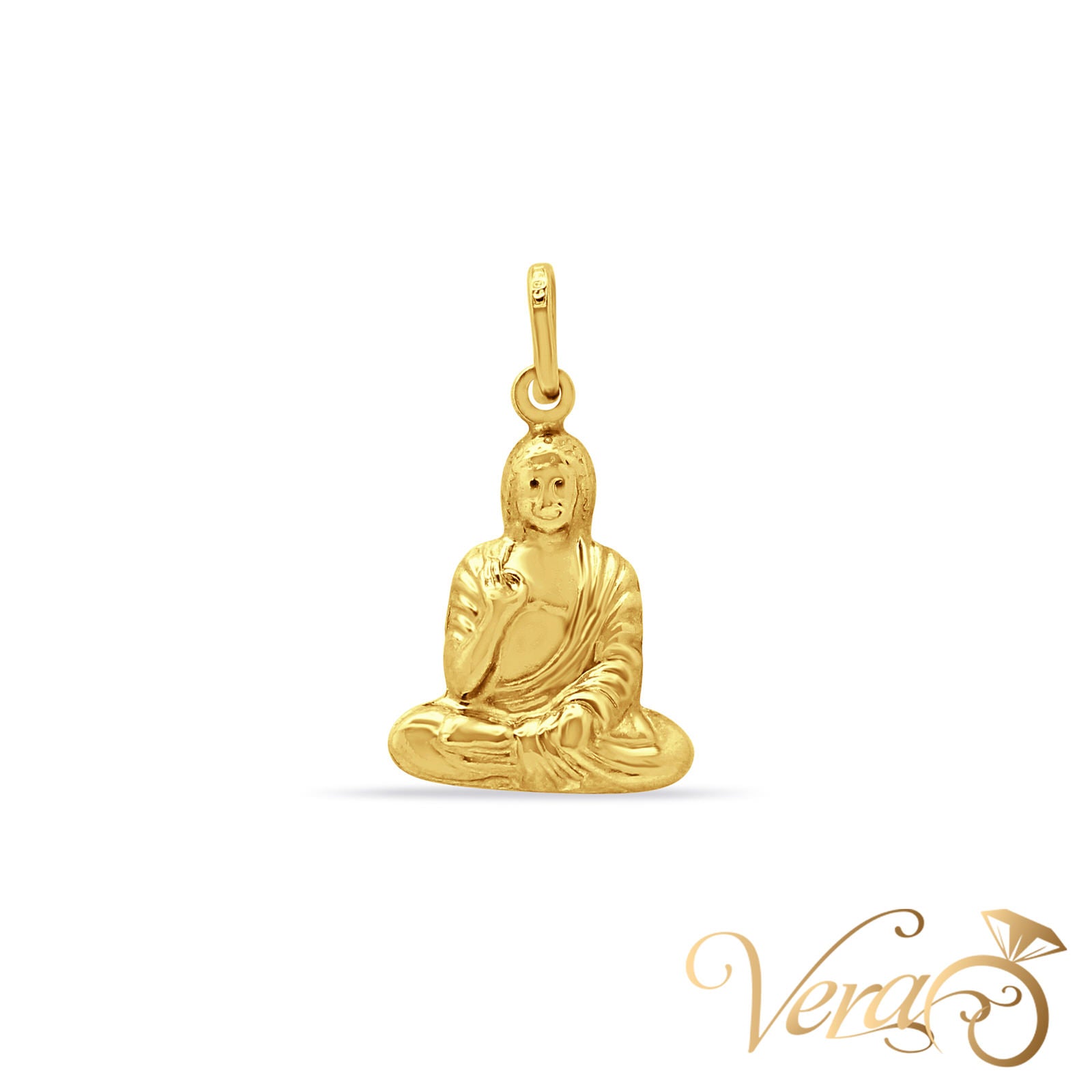 14K Yellow Gold Buddha Pendant  25mm - Vera Jewelry in Miami