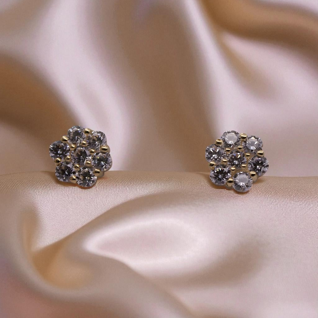 14K YG Rosetta Cubic Zirconia Earrings