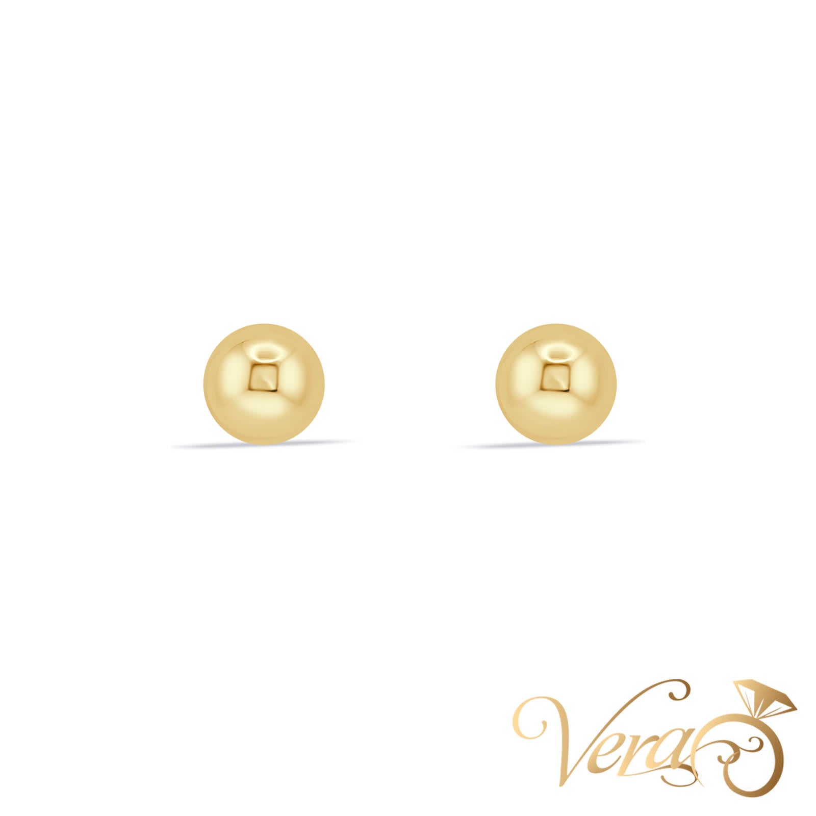 14K Yellow Gold Stud Earrings, 8mm - Vera Jewelry in Miami