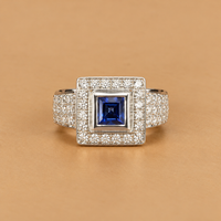 18K WG Women Ring 0.70 ct NAT & Sapphire, Size 6.25, 8.4g