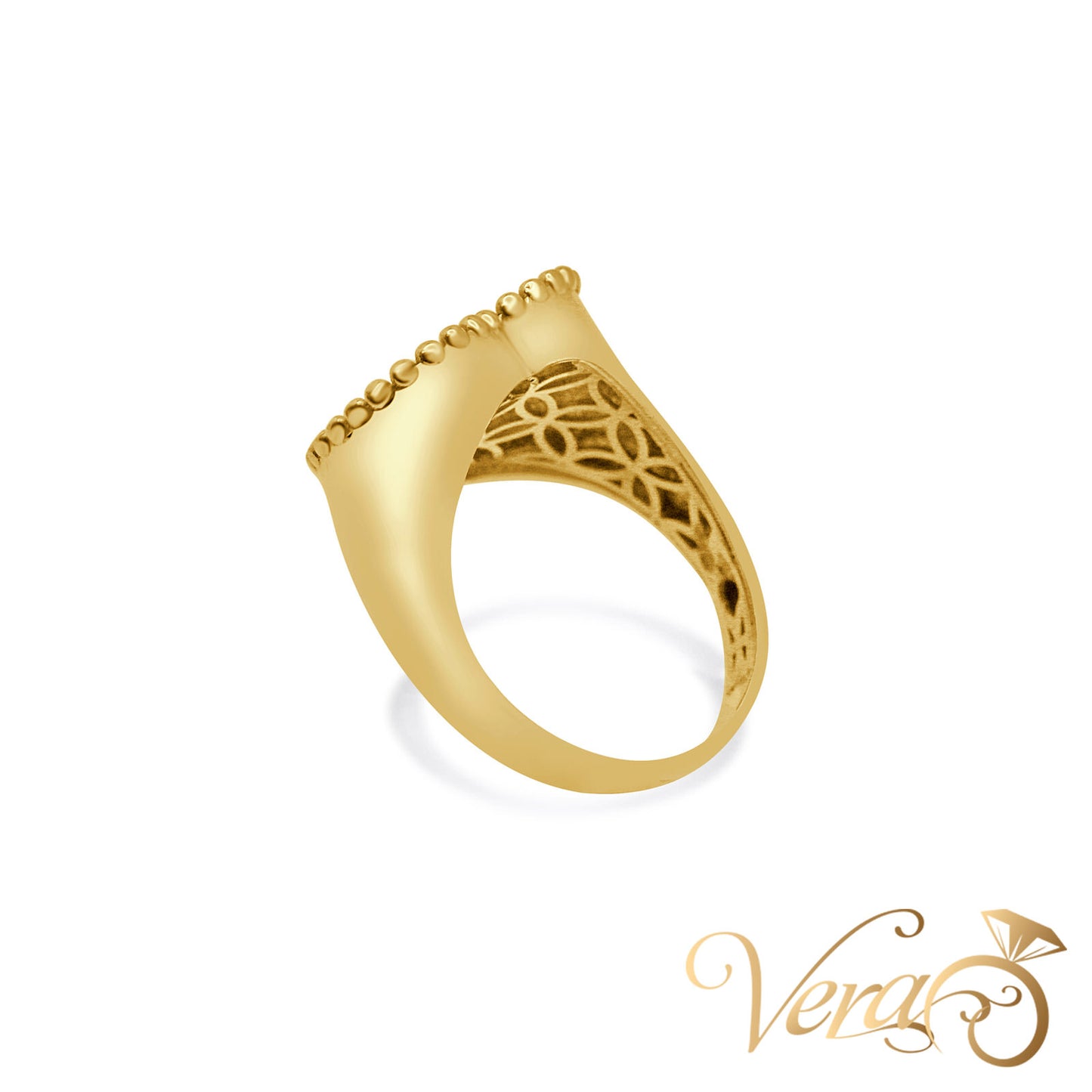 14K YG Heart Ring Mother of Pearl, Size 8.25, 5.3g