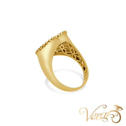 14K YG Heart Ring Mother of Pearl, Size 8.25, 5.3g