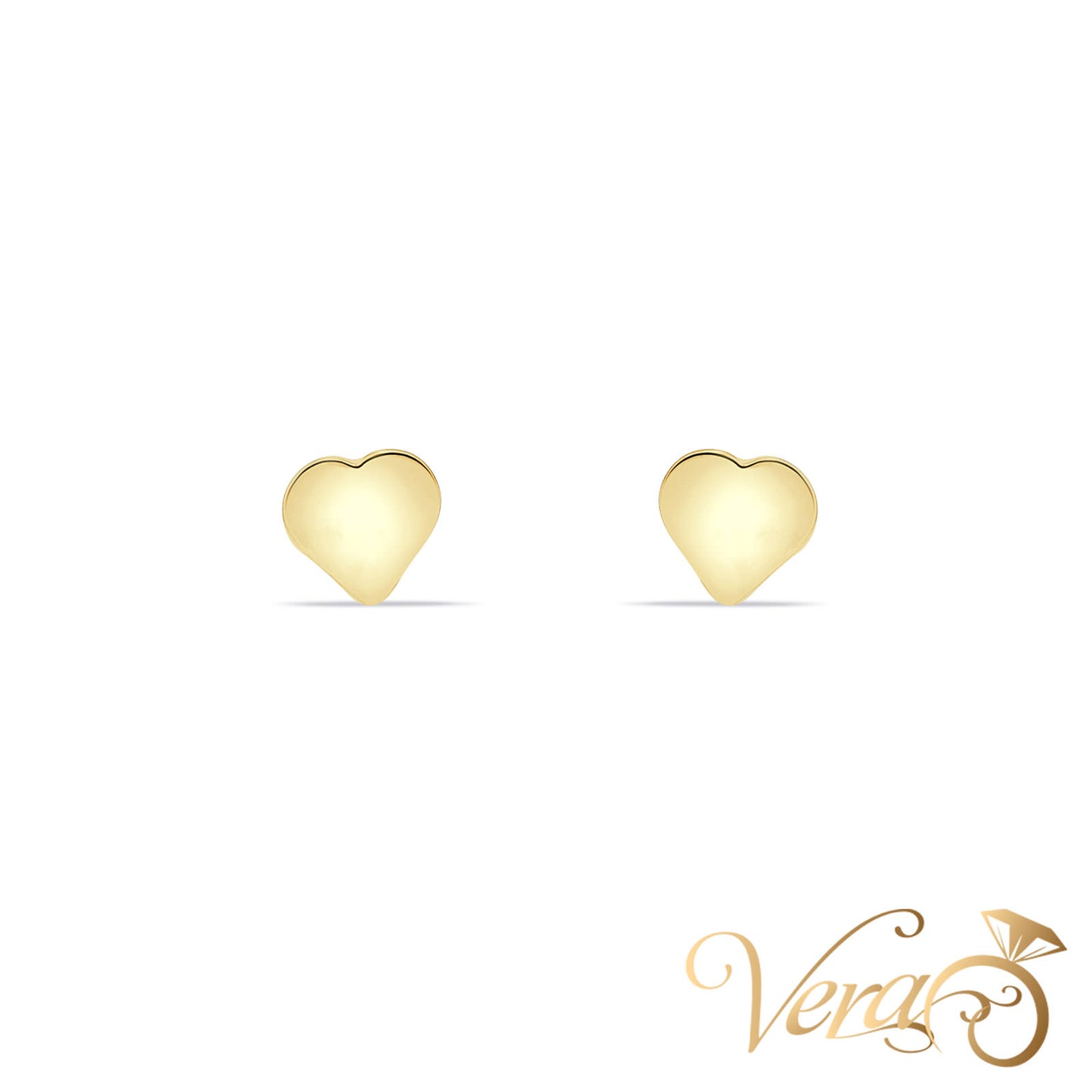 14K Yellow Gold Heart Stud Earrings, 5mm - Vera Jewelry in Miami