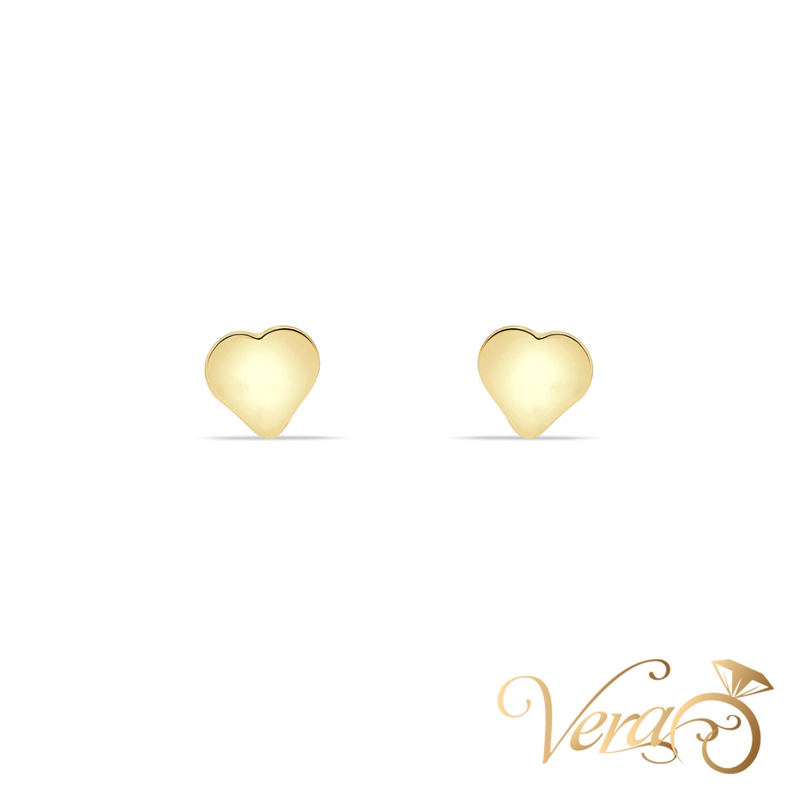 14K Yellow Gold Heart Stud Earrings, 5mm - Vera Jewelry in Miami