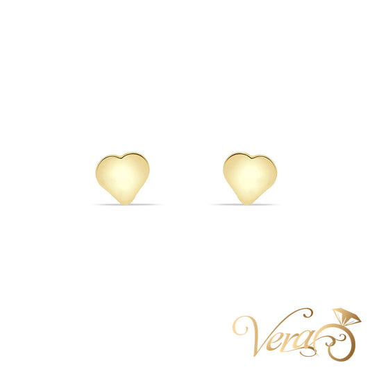 14K Yellow Gold Heart Stud Earrings, 5mm - Vera Jewelry in Miami