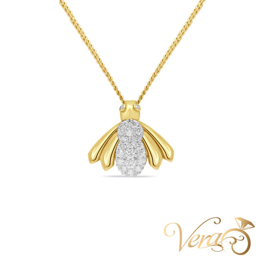 10K Yellow Gold Moth Pendant with 1.00ct Diamond – 21mm