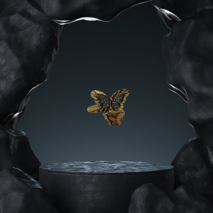 14K Yellow Gold Butterfly Ring with Cubic Zirconia (CZ), Size 7.5, 4.3g