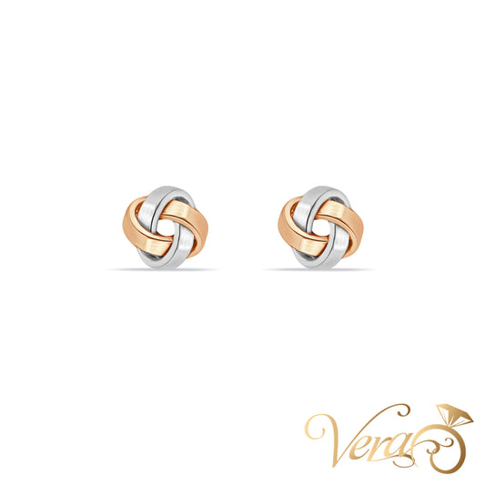 14K Tri-Color Gold Knot Stud Earrings, 6.5mm - Vera Jewelry in Miami