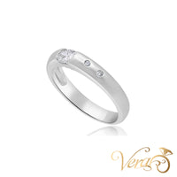 18K White Gold Band Ring 0.25 ct Natural Diamonds, Size 7.25, 4.2g