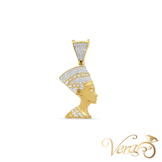 10K Yellow Gold Pharaoh Pendant with 0.25 ct Diamonds – 38mm