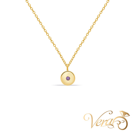 14K Yellow Gold Amethyst Pendant with Chain – 18"