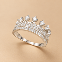 14K WG Women’s Crown Ring CZ, Size 7.25, 2.5g