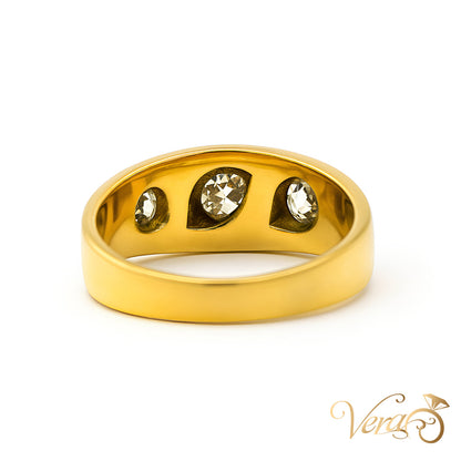 10K Yellow Gold Gypsy Ring with 1.50 ct Natural Diamond, Size 8, 6.42g