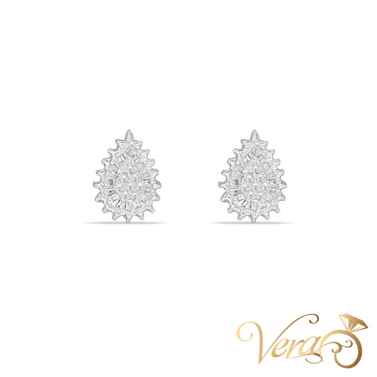 10K White Gold Diamond Stud Earrings, 0.30 ct, 12mm, 2.6g