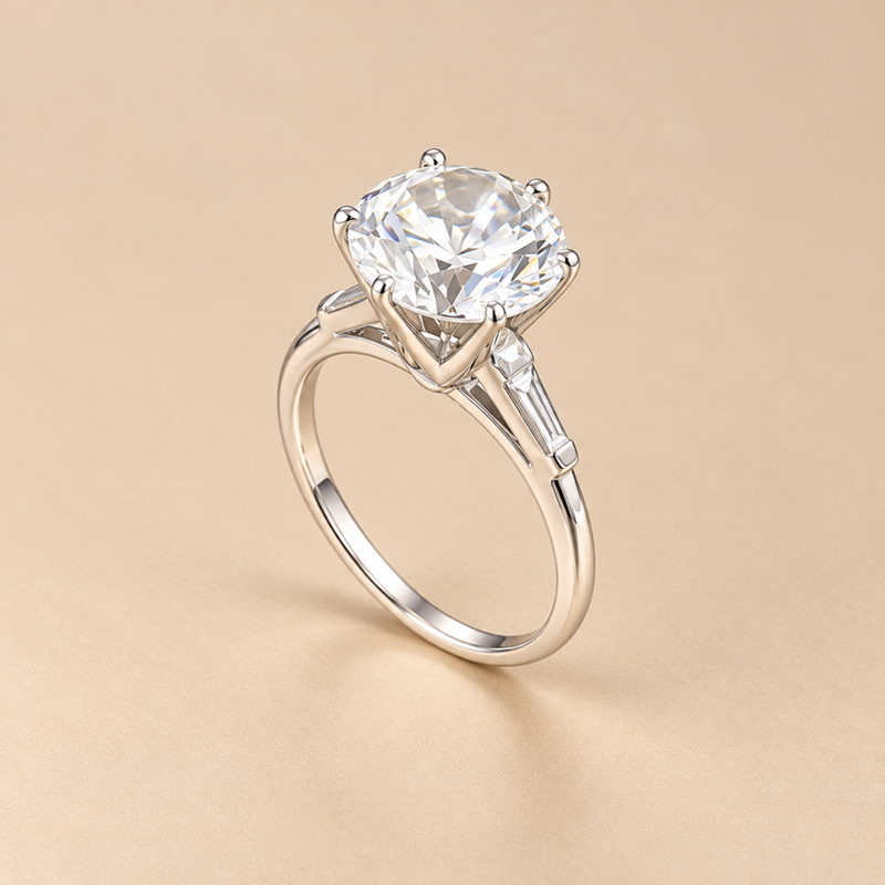 14K WG Solitaire Statement Ring CZ, Size 6.5, 3.9g
