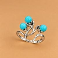 18K WG Vintage Ring Turquoise, Size 7.5, 4.4g