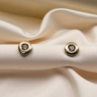 14K Yellow Gold Circle Cubic Zirconia Earrings