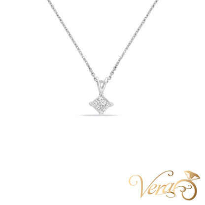 10K White Gold Diamond Pendant – 0.20ct – 13.5mm