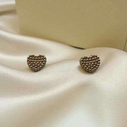 14K YG Heart Beaded Earrings